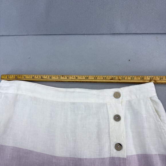 Rachel‎ Zoe Size XL 100% Linen Pastel Striped Button Front Midi Wrap Skirt - Picture 6 of 9